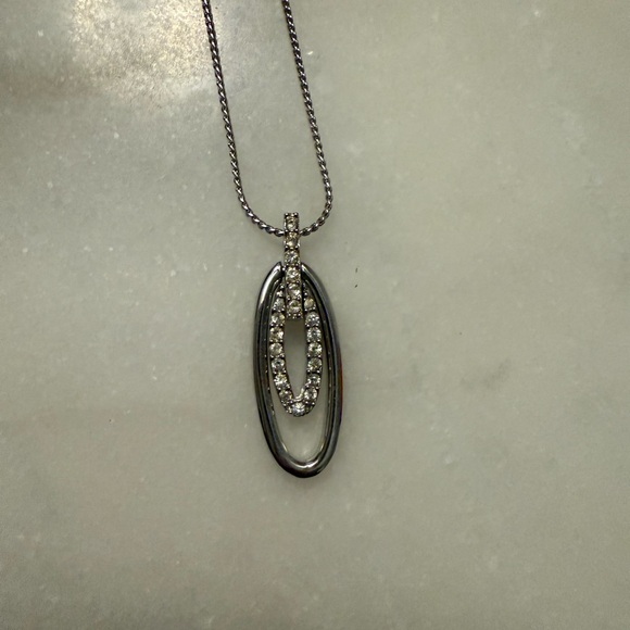 Nina Ricci Silver and Crystal Pendant Necklace
